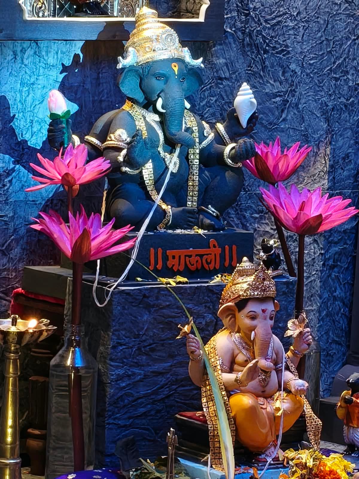 आमच्या घरातील मी बनवलेला गणपती आणि देखावा, photo 3 of 3