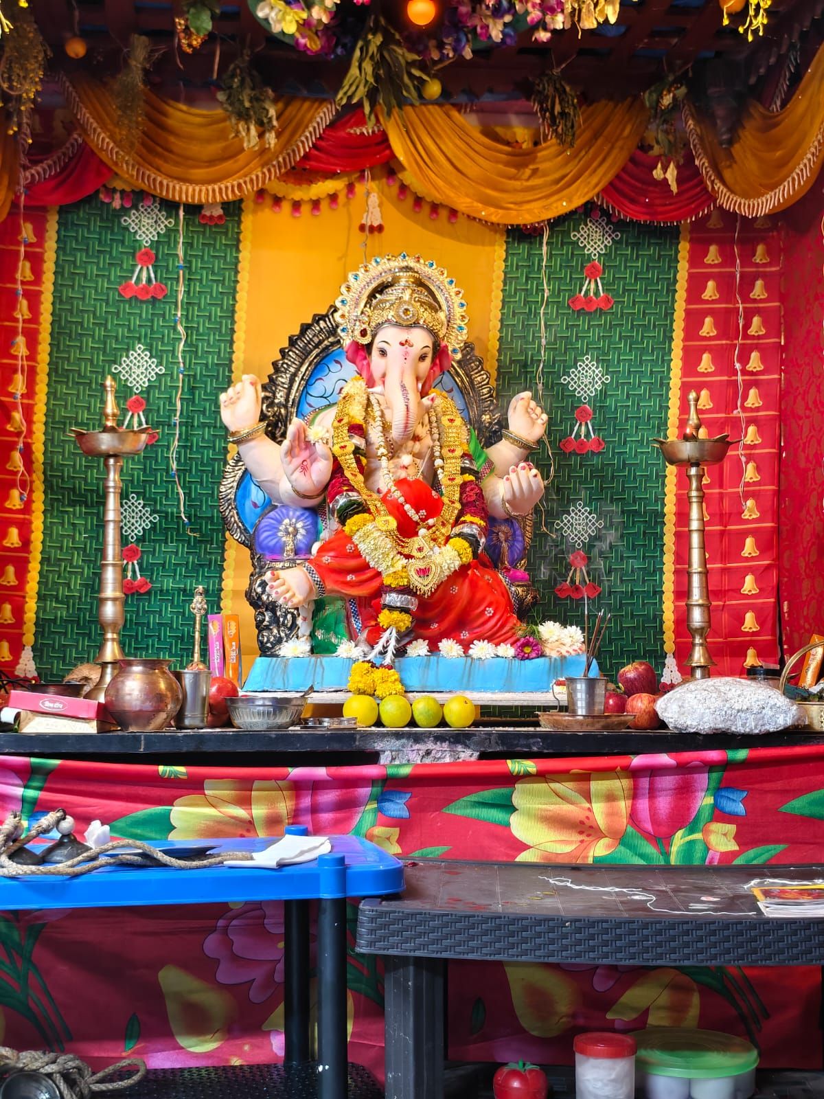 Our beloved Bappa is jointly welcomed every year by six families.
