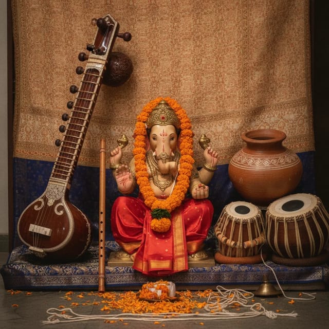 AI illustration of Instrumental Music (Vādyam), plate I