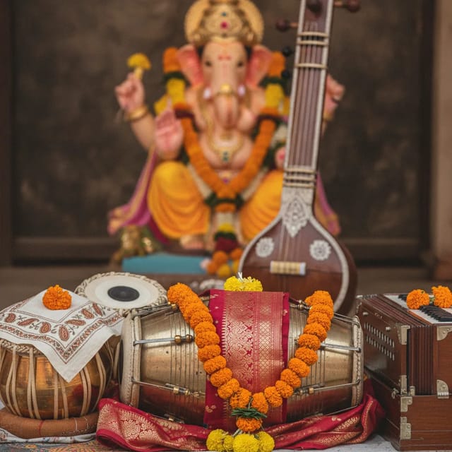 AI illustration of Instrumental Music (Vādyam), plate II