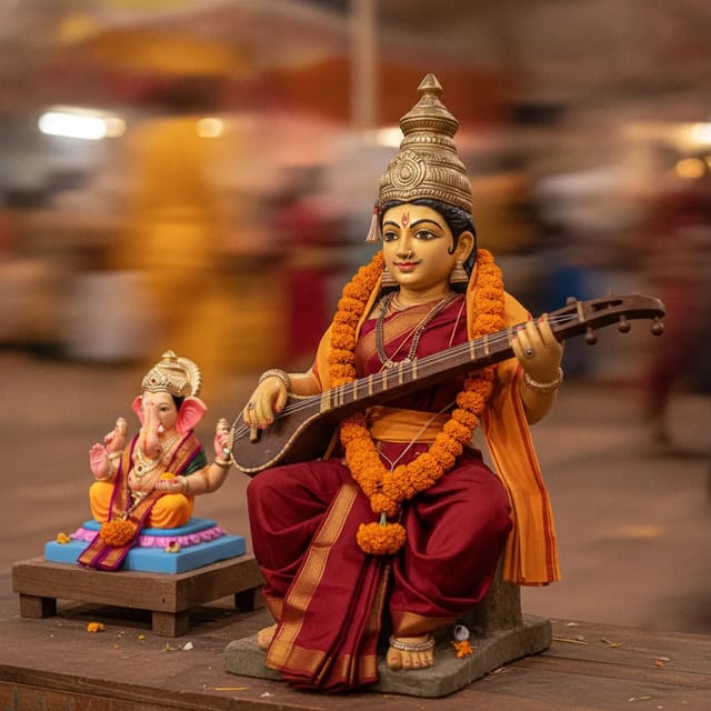 वीणा आणि डमरू (वीणा-डमरुक-वाद्य), प्लेट I चे AI चित्रण