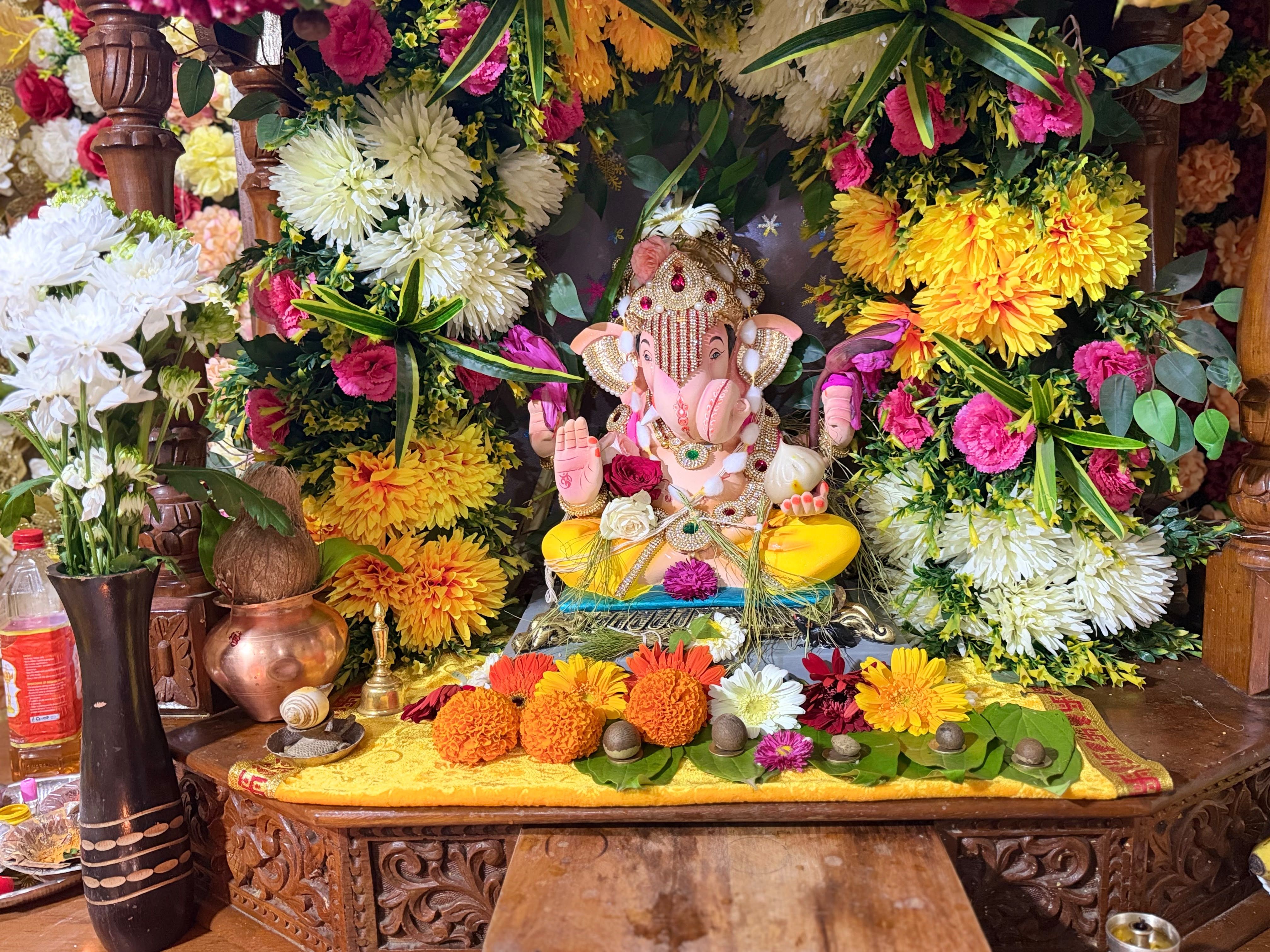ganapti  with decor in my home